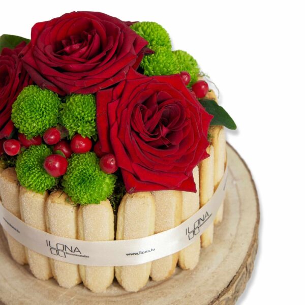 Gâteau de fleurs rouges Boudoir cadeaux livraison décoration roses