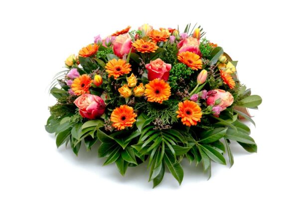 Coussin de fleurs rose deuil livraison roses orange